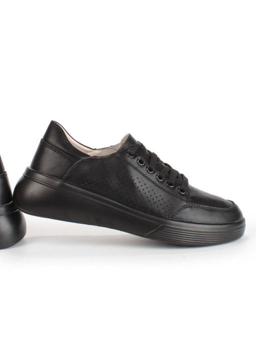 05-PDD180-6 BLACK Кроссовки женские (натуральная кожа)