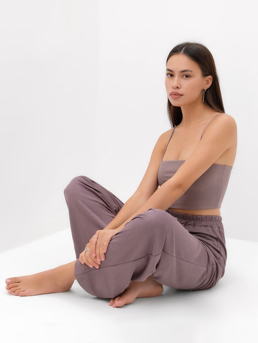 Костюм женский (рубашка, брюки, топ) KAFTAN Base, размер 44, кофейный