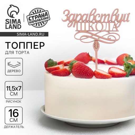 Цена за 5 шт. Топпер деревянный Здравствуй, школа - Страна карнавалия фото 5