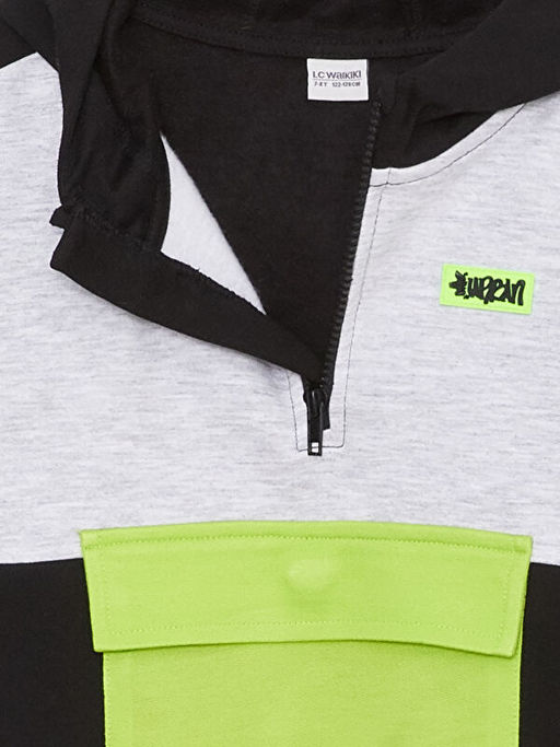 Kap??onlu Renk Bloklu Uzun Kollu Erkek ?ocuk Sweatshirt - Waikiki фото 2