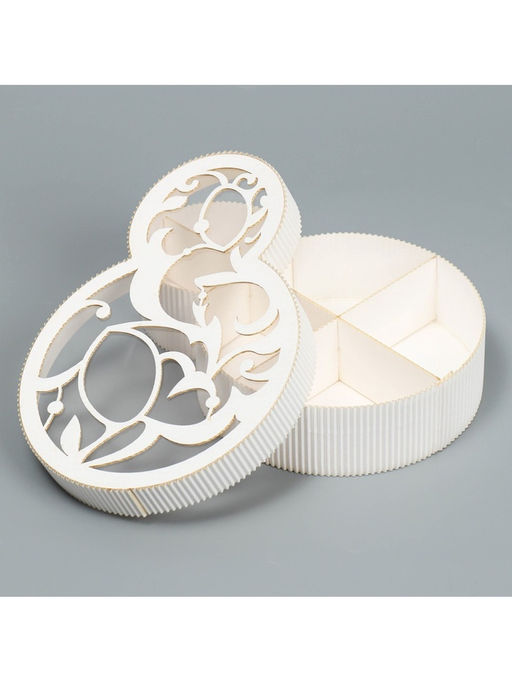 Коробка подарочная, кондитерская упаковка «8 марта» белая, 22×16×5 см