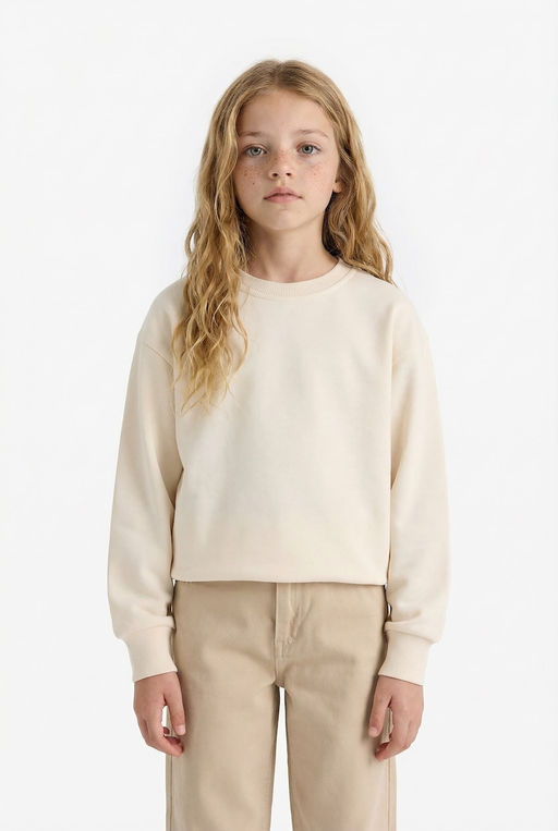 Relax Fit Pamuklu Basic Sweatshirt K_z _ocuk - Defacto фото 4