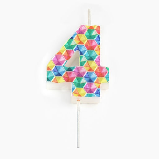 Свеча в торт на шпажке Калейдоскоп, цифра 4, 7 см - Simaland фото 3