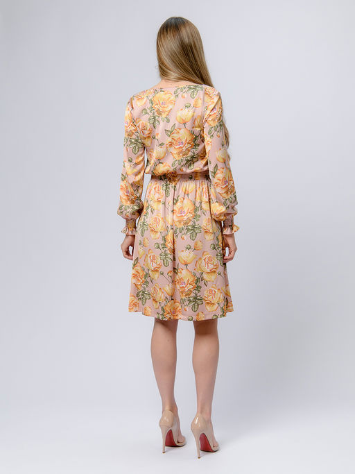 Платье розового цвета с принтом и длинными рукавами - 1001dress фото 8