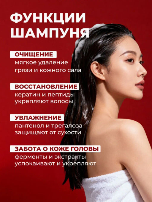 KANS Шампунь для волос восстановление сухих и ломких волос, с кератином и anti-age пептидами, 300 г  фото 2