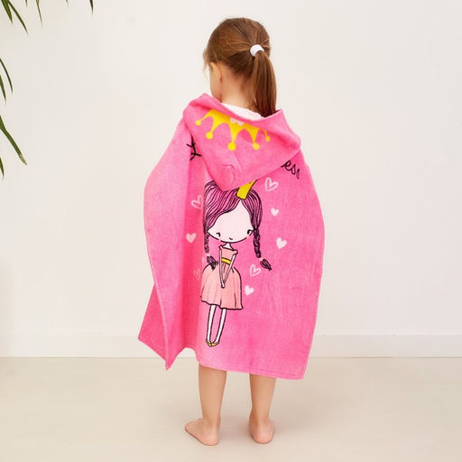 Полотенце-пончо детское махровое Крошка Я Принцесса 60х120см, 100% хлопок, 300гр/м2  фото 3