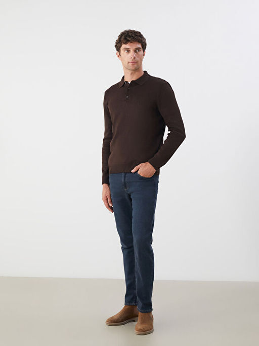 Polo Yaka Uzun Kollu Erkek Triko Kazak