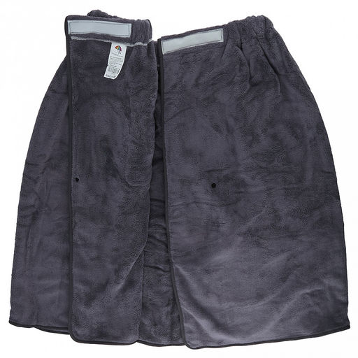 Килт махровый Хозяин 75х175см, хлопок 100%, на резинке с липучкой, на кнопке, с карманом, вышивка Boss; с полотенцем 75х36см, серый (Китай) - Домашняя мода фото 2