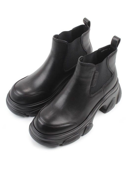 01-H23B-40A BLACK Ботинки демисезонные женские (натуральная кожа, байка)