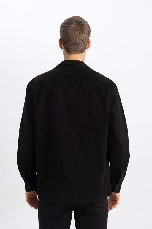 Хлопковая куртка-рубашка с длинными рукавами Relax Fit - Defacto фото 6