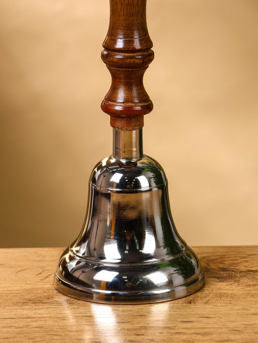 Колокольчик «Серебряный звон», 8×8×24 см, алюминий, с деревянной ручкой