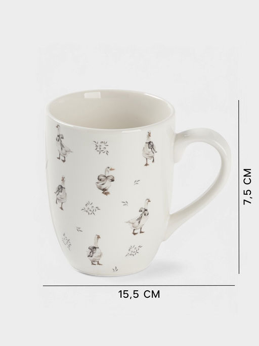 Кружка Доляна «Гуси», 330 мл, фарфор, белая