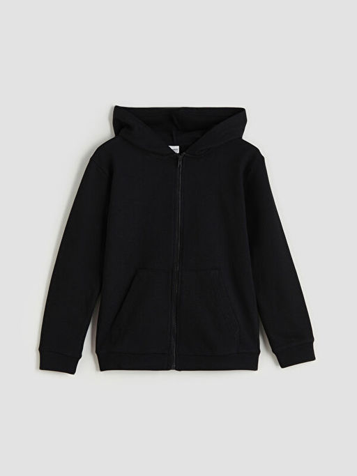 Kap??onlu Erkek ?ocuk Fermuarl? Sweatshirt
