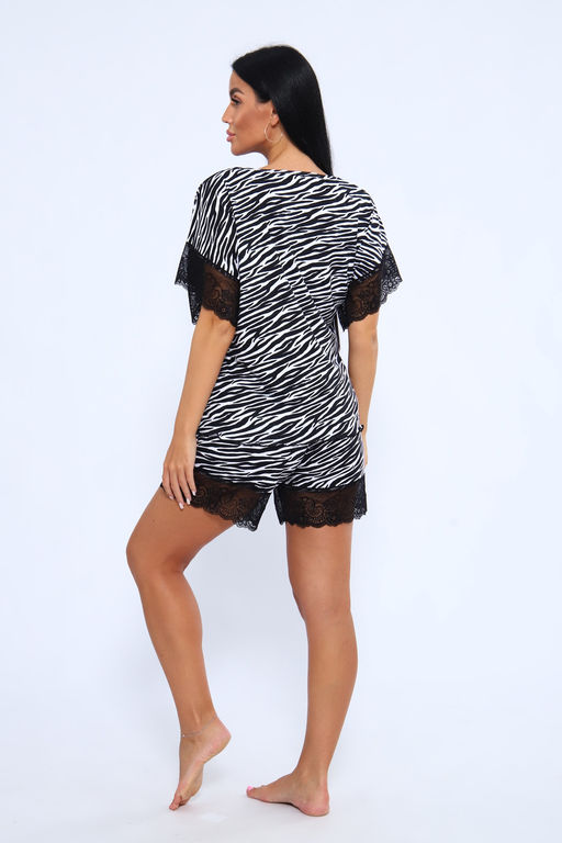 Пижама 375708  с шортами и футболкой кружевная
