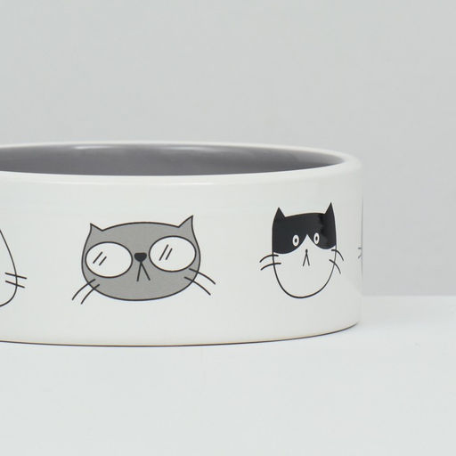 Миска керамическая Четыре кота 300 мл 12,5 x 4,5 cм, бело-серая - Пижон фото 4