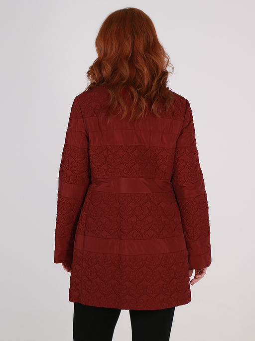 Бордовое стеганое полупальто женское - Almond фото 3