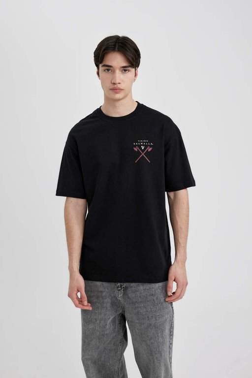 Футболка Vikings Valhalla Comfort Fit с круглым вырезом и короткими рукавами - Defacto фото 3