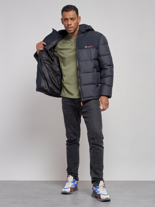 Куртка мужская зимняя с капюшоном спортивная великан темно-синего цвета 8377TS - Wonderrman фото 12