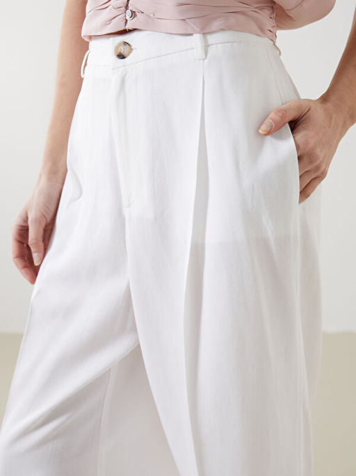 Loose Fit Keten Kar???ml? Kad?n Pantolon