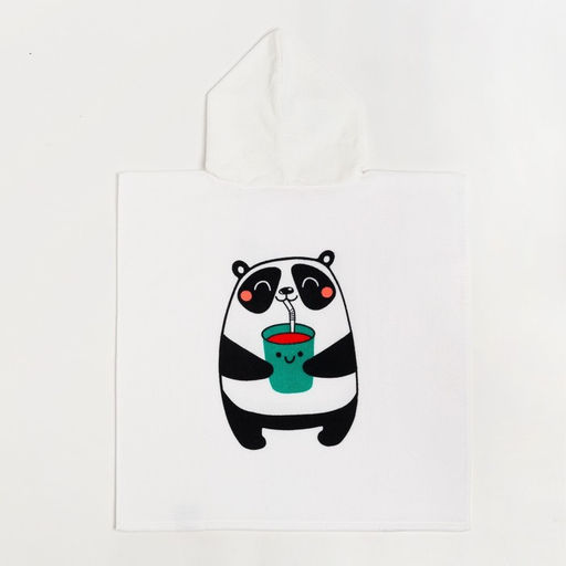 Полотенце - пончо детское махровое «Крошка Я. Панда», 60×120 см, хлопок 100%, белое