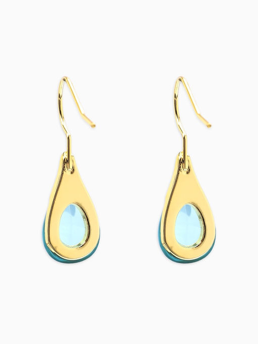 Серьги "Капля",  цвет голубой в золоте