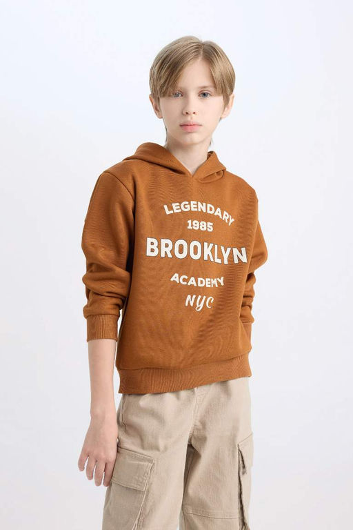 Толстовка из плотной ткани с капюшоном стандартной посадки для мальчиков - Defacto фото 3