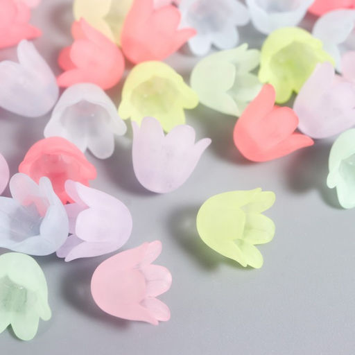 Цена за 2 шт. Бусины для творчества пластик Цветок ландыша пастель набор 80 шт. полупрозрачный 1.1?1.1?0.9 см