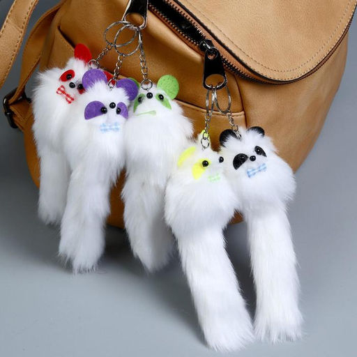 Цена за 12 шт. Брелок для ключей на кольце Пушистик. Цветные глазки, на сумку, рюкзак, МИКС - Simaland фото 4