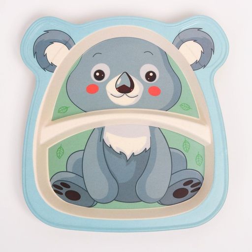 Набор бамбуковой посуды Коала, тарелка, миска, стакан, приборы, 5 предметов - Крошка я фото 3