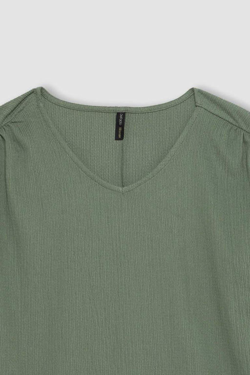 Футболка с короткими рукавами и V-образным вырезом - Defacto фото 9