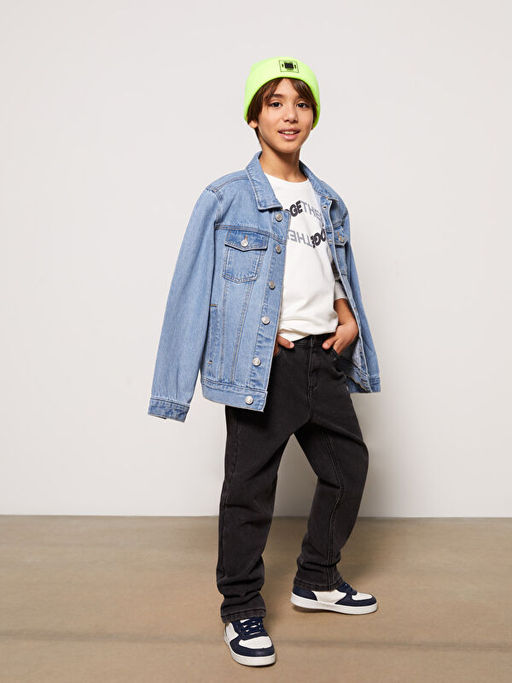 Bisiklet Yaka Bask?l? Uzun Kollu Erkek ?ocuk Sweatshirt - Waikiki фото 2