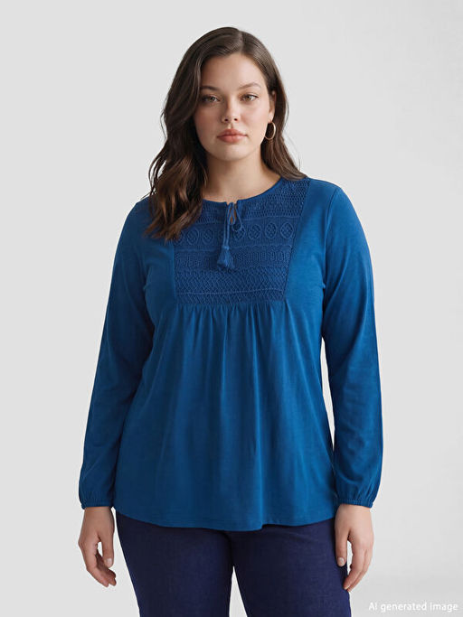 Ba?lamal? Yaka Nak??l? Bluz