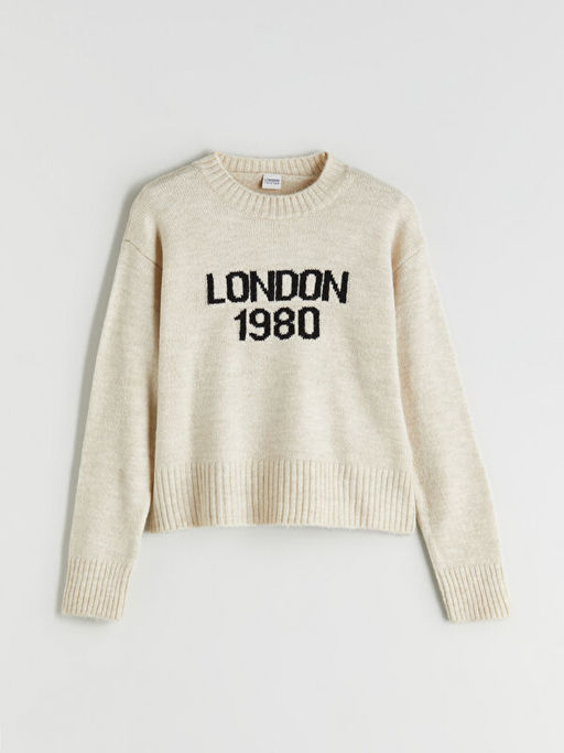 Bisiklet Yaka London Desenli K?z ?ocuk Triko Kazak