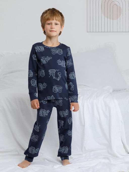 К 1552/морской синий,дорожная техника пижама дет