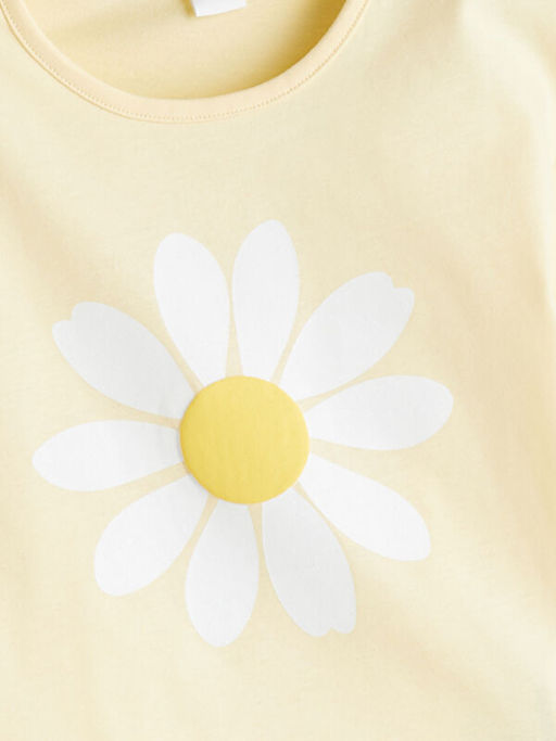 Bisiklet Yaka ?i?ekli Penye K?z ?ocuk Ti??rt