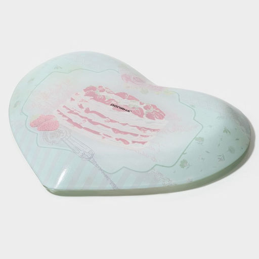 Блюдо сервировочное Доляна Сердце. Сладости, 25.5?21.8?2.6 см, стекло, зелёное  фото 5