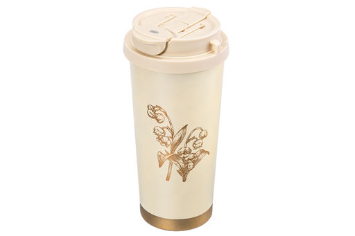 Термокружка 500 мл 9*9*19,5 см, двойная, золотисто - бежевая