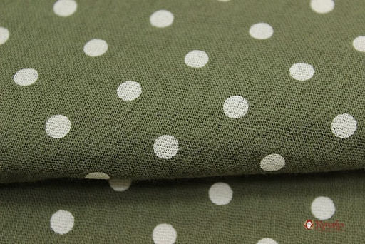 Муслин двухслойный с эф.жатости Горох на сером хаки, ш.1.41м, хл-100%, 120гр/м.кв - Купава фото 6