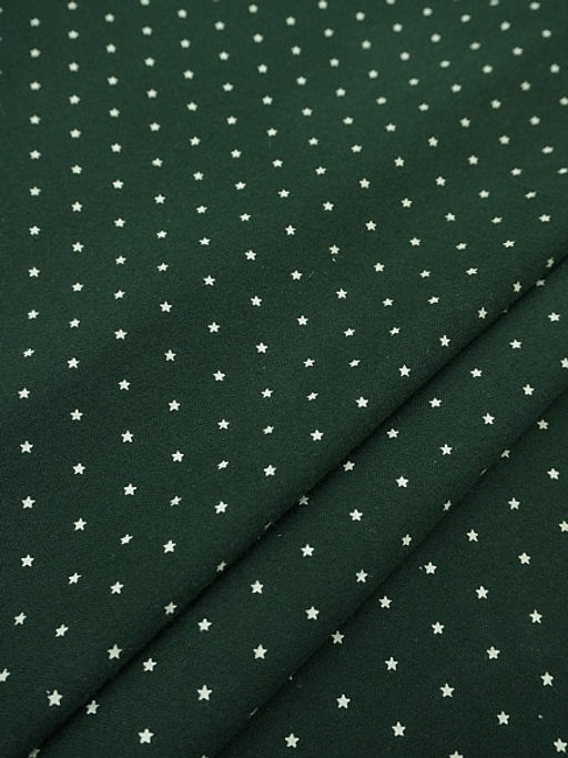 Теплый хлопок Мелкие звезды на т.пихтово-зеленом, ш.1.48м, хлопок-100%, 160гр/м.кв - Купава фото 3