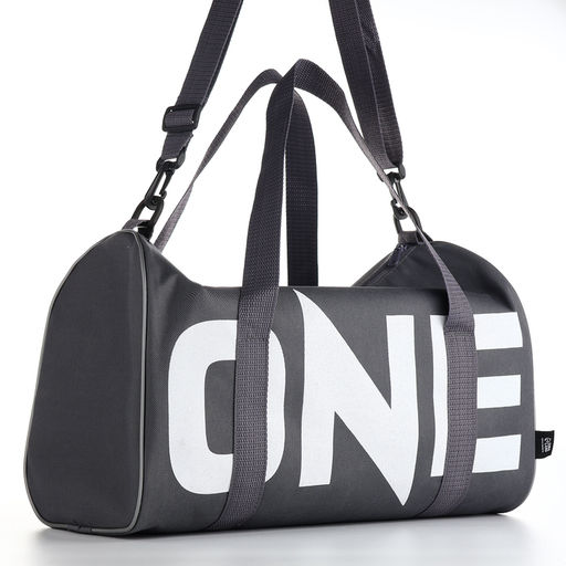 Сумка спортивная на молнии TEXTURA, с подкладкой, длинный ремень, маленький размер, с акцентным принтом, серая