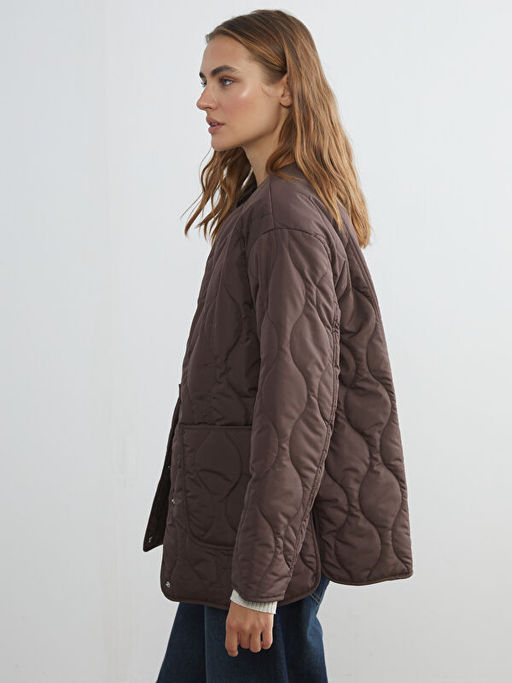 Bisiklet Yaka Oversize Kapitone Kad?n ?i?me Mont