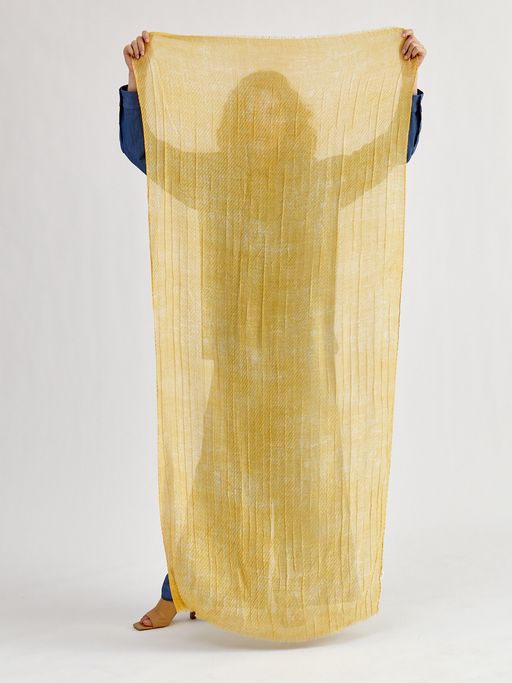 Большой, двусторонний однотонный палантин из жатого полотна вареный хлопок - Tantino фото 2