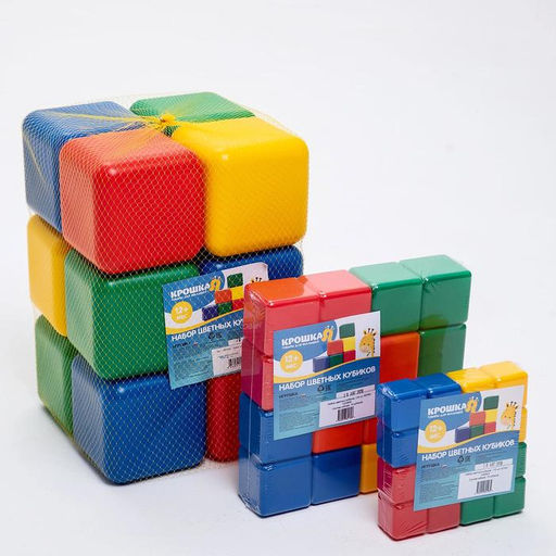 Кубики детские, пластиковые, цветные, 12 штук, 6×6 см
