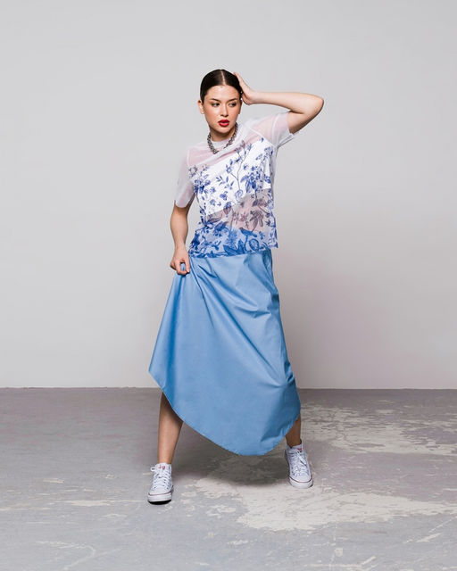 авторская футболка из сетки с шелковой вставкой - Sahar art lab фото 14