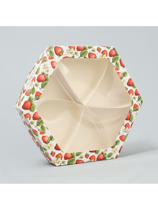 Цена за 5 шт. Коробка кондитерская складная, упаковка «Клубничка», 23×20×4 см