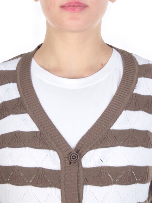8509 BROWN Кардиган женский (80% хлопок, 20% anti-pillfibre) - Фабричный китай фото 10