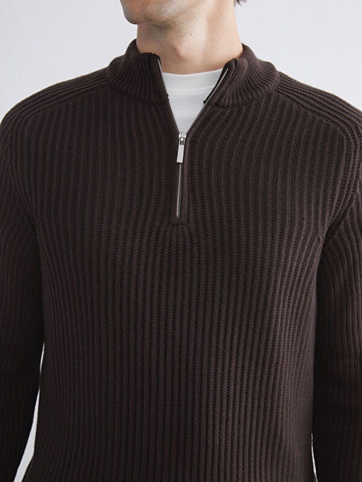 Dik Yaka Uzun Kollu Erkek Triko Kazak