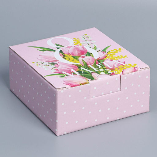 Цена за 2 шт. Коробка подарочная сборная, упаковка, 8 марта, 15?15?7 см