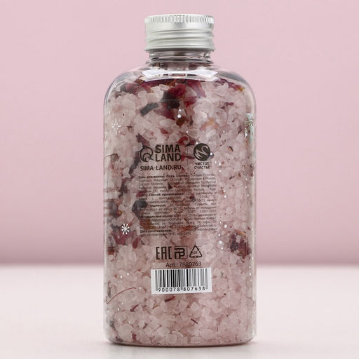 Соль для ванны «Зимняя сказка» с лепестками розы, 370 г, Чистое счастье