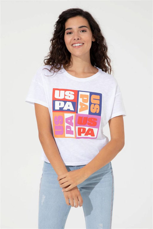 Женская синяя укороченная футболка с круглым вырезом Неожиданная скидка в корзине - U.s. polo assn фото 4